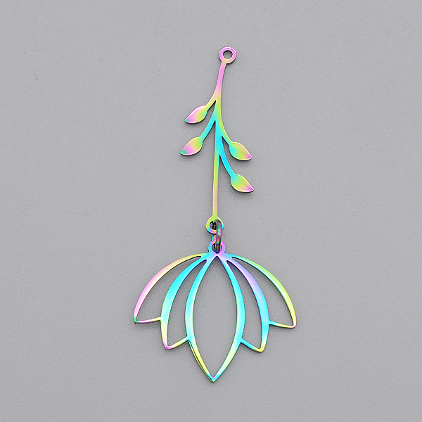 PandaHall Ion Plating(IP) 201 Stainless Steel Big Pendants, Laser Cut, with Jump Rings, Flower, Rainbow Color, 52.5mm, Hole: 1.4mm 201...
PandaHall Ion Plating(IP) 201 Stainless Steel Big Pendants, Laser Cut, with Jump Rings, Flower, Rainbow Color, 52.5mm, Hole: 1.4mm 201...