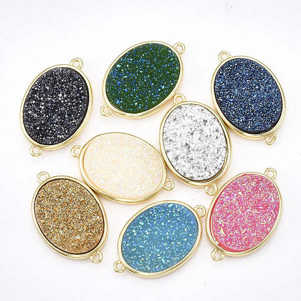 PandaHall Plating AB Natural Druzy Agate Links connectors, with Brass Findings, Dyed, Oval, Golden, Mixed Color, 25x14x4mm, Hole: 1.8mm..., Multicolor
PandaHall Plating AB Natural Druzy Agate Links connectors, with Brass Findings, Dyed, Oval, Golden, Mixed Color, 25x14x4mm, Hole: 1.8mm..., Multicolor