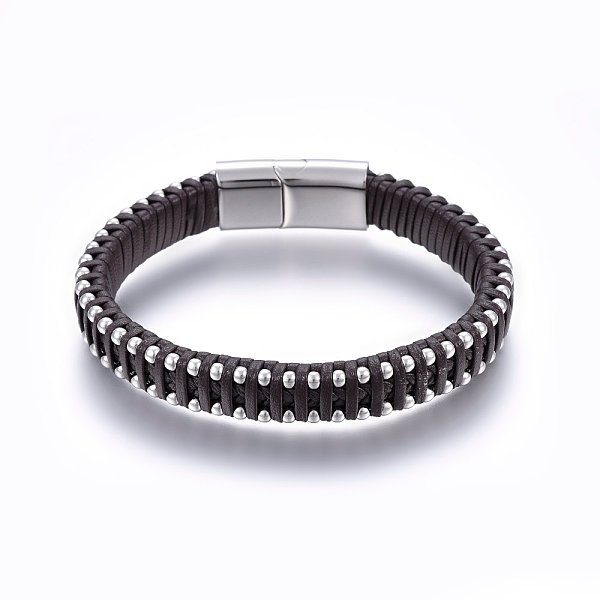 PandaHall Leather Braided Cord Bracelets, 304 Stainless Steel Magnetic Clasp, Rectangle, Coffee, 8-5/8 inch(22cm), 11x6mm Leather Brown
PandaHall Leather Braided Cord Bracelets, 304 Stainless Steel Magnetic Clasp, Rectangle, Coffee, 8-5/8 inch(22cm), 11x6mm Leather Brown