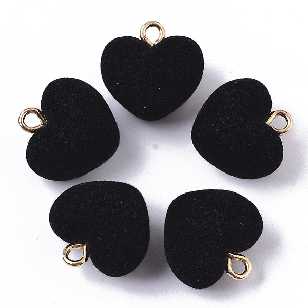 PandaHall Flocky Acrylic Pendants, with Brass Loops, Heart, Golden, Black, 18.5x18x13mm, Hole: 2.5mm Brass+Acrylic Heart Black
PandaHall Flocky Acrylic Pendants, with Brass Loops, Heart, Golden, Black, 18.5x18x13mm, Hole: 2.5mm Brass+Acrylic Heart Black