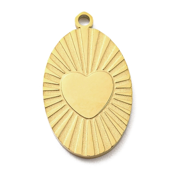 PandaHall Ion Plating(IP) 316L Surgical Stainless Steel Pendants, Textured, Oval with Heart Charm, Real 18K Gold Plated, 20x12x1.5mm, Hole...
PandaHall Ion Plating(IP) 316L Surgical Stainless Steel Pendants, Textured, Oval with Heart Charm, Real 18K Gold Plated, 20x12x1.5mm, Hole...
