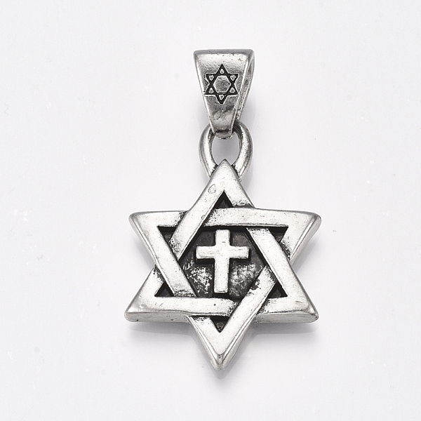 PandaHall Tibetan Style Alloy Pendants, for Jewish, Star of David with Cross, Antique Silver, 42.5x29.5x4.5mm, Hole: 10.5x6.5mm Alloy Star
PandaHall Tibetan Style Alloy Pendants, for Jewish, Star of David with Cross, Antique Silver, 42.5x29.5x4.5mm, Hole: 10.5x6.5mm Alloy Star