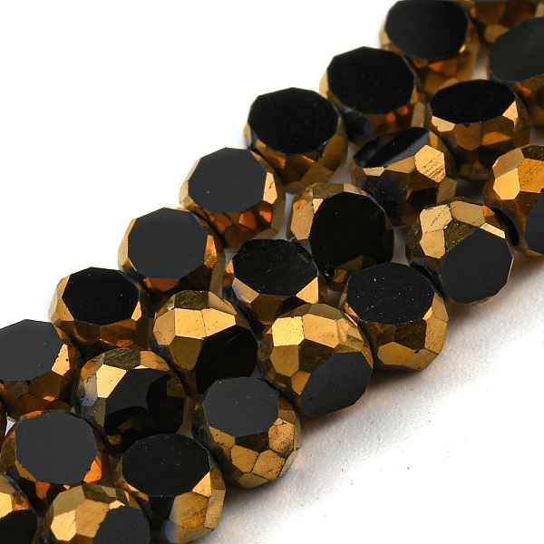 PandaHall Electroplate Glass Beads Strands, with Golden Plated Edge, Faceted Flat Round, Black, 4x2.5mm, Hole: 1mm, about 70pcs/strand...
PandaHall Electroplate Glass Beads Strands, with Golden Plated Edge, Faceted Flat Round, Black, 4x2.5mm, Hole: 1mm, about 70pcs/strand...