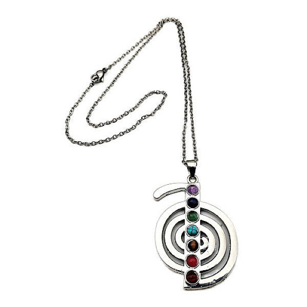 PandaHall 7 Chakra Theme Natural & Synthetic Mixed Genstone Vortex Pendant Necklace, with Zinc Alloy Chains, 21.65 inch(55cm) Mixed Stone
PandaHall 7 Chakra Theme Natural & Synthetic Mixed Genstone Vortex Pendant Necklace, with Zinc Alloy Chains, 21.65 inch(55cm) Mixed Stone