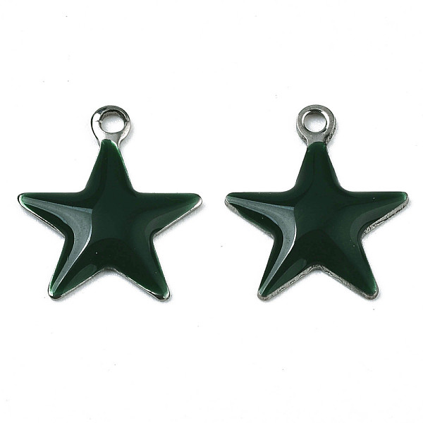PandaHall 201 Stainless Steel Enamel Charms, Star, Stainless Steel Color, Dark Slate Gray, 14.5x12.5x2mm, Hole: 1.5mm Stainless Steel+Enamel...
PandaHall 201 Stainless Steel Enamel Charms, Star, Stainless Steel Color, Dark Slate Gray, 14.5x12.5x2mm, Hole: 1.5mm Stainless Steel+Enamel...