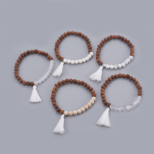 PandaHall Natural Mixed Stone Beads Bracelets, with Wood Beads and Cotton Thread Tassels Pendant, 2-1/8 inch(5.4cm), 5pc/set Mixed Stone
PandaHall Natural Mixed Stone Beads Bracelets, with Wood Beads and Cotton Thread Tassels Pendant, 2-1/8 inch(5.4cm), 5pc/set Mixed Stone