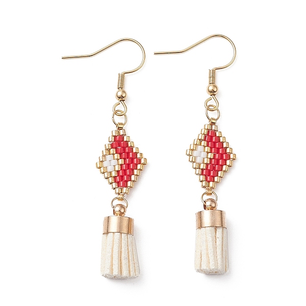 PandaHall Seed Beaded Rhombus with Tassel Dangle Earrings, 304 Stainless Steel Jewelry, Red, 55mm Glass Rhombus Red
PandaHall Seed Beaded Rhombus with Tassel Dangle Earrings, 304 Stainless Steel Jewelry, Red, 55mm Glass Rhombus Red
