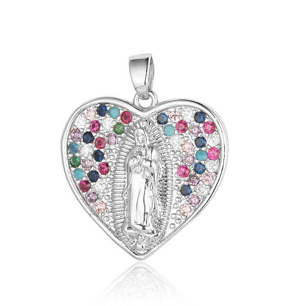 PandaHall Brass Micro Pave Colorful Cubic Zirconia Pendants, Heart with Virgin Mary Charms, Platinum, 22x22x2.8mm Brass+Cubic Zirconia Heart
PandaHall Brass Micro Pave Colorful Cubic Zirconia Pendants, Heart with Virgin Mary Charms, Platinum, 22x22x2.8mm Brass+Cubic Zirconia Heart
