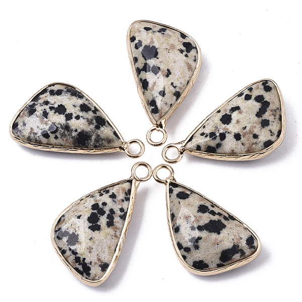 PandaHall Natural Dalmatian Jasper Pendants, with Light Gold Plated Brass Edge and Loop, Triangle, Faceted, 25~26x16x6mm, Hole: 2.5mm...
PandaHall Natural Dalmatian Jasper Pendants, with Light Gold Plated Brass Edge and Loop, Triangle, Faceted, 25~26x16x6mm, Hole: 2.5mm...