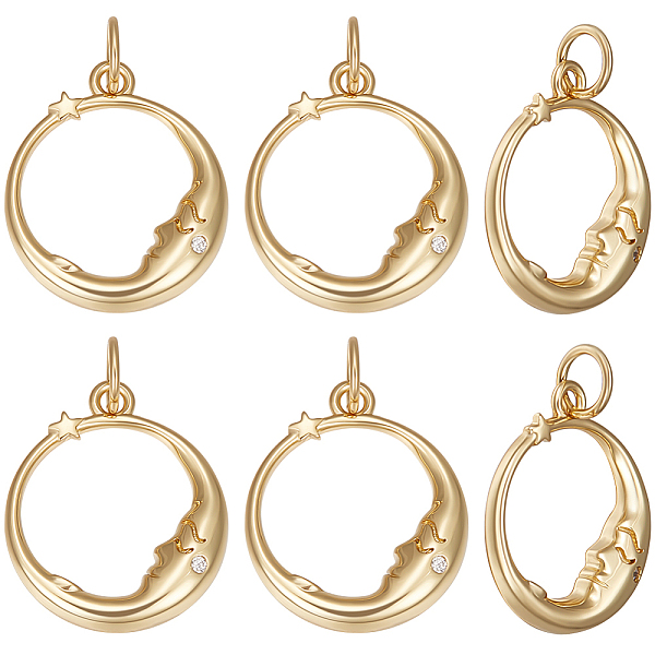 PandaHall Beebeecraft Brass Micro Pave Clear Cubic Zirconia Pendants, with Jump Rings, Long-Lasting Plated, Round Ring with Moon & Star...
PandaHall Beebeecraft Brass Micro Pave Clear Cubic Zirconia Pendants, with Jump Rings, Long-Lasting Plated, Round Ring with Moon & Star...