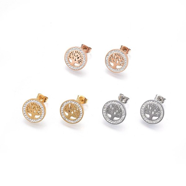 PandaHall 304 Stainless Steel Stud Earrings, with Polymer Clay Rhinestone, Flat Round with Tree of Life, Mixed Color, 14x2mm, Pin: 0.8mm..., Clear
PandaHall 304 Stainless Steel Stud Earrings, with Polymer Clay Rhinestone, Flat Round with Tree of Life, Mixed Color, 14x2mm, Pin: 0.8mm..., Clear