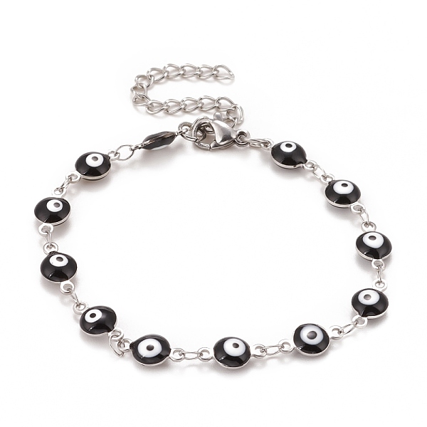 PandaHall Enamel Oval with Evil Eye Link Chains Bracelet, 304 Stainless Steel Jewelry for Women, Stainless Steel Color, Black, 6-1/2 inch...
PandaHall Enamel Oval with Evil Eye Link Chains Bracelet, 304 Stainless Steel Jewelry for Women, Stainless Steel Color, Black, 6-1/2 inch...