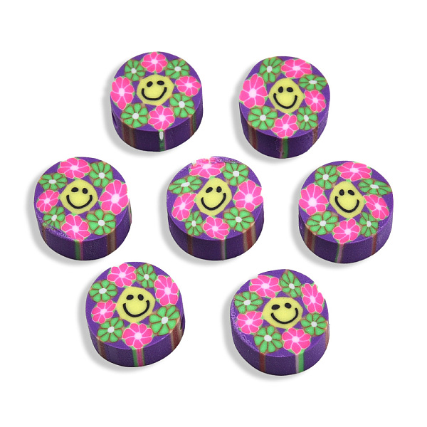 PandaHall Handmade Polymer Clay Beads, Flat Round with Smiling Face & Flower, Blue Violet, 8.5~10x4.5mm, Hole: 1.5mm Polymer Clay Flat Round
PandaHall Handmade Polymer Clay Beads, Flat Round with Smiling Face & Flower, Blue Violet, 8.5~10x4.5mm, Hole: 1.5mm Polymer Clay Flat Round