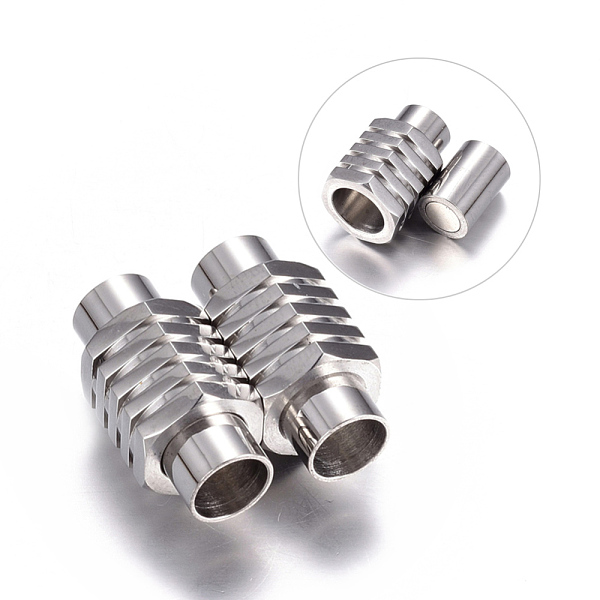 PandaHall 304 Stainless Steel Magnetic Clasps with Glue-in Ends, Column, 20x10mm, Hole: 6mm 304 Stainless Steel Column
PandaHall 304 Stainless Steel Magnetic Clasps with Glue-in Ends, Column, 20x10mm, Hole: 6mm 304 Stainless Steel Column