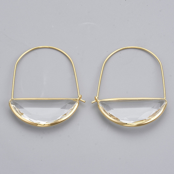 PandaHall Brass Hoop Earrings, with Glass, Nickel Free, Real 18K Gold Plated, Faceted, Half Round, Clear, 44mm, Pin: 0.8mm Glass Clear
PandaHall Brass Hoop Earrings, with Glass, Nickel Free, Real 18K Gold Plated, Faceted, Half Round, Clear, 44mm, Pin: 0.8mm Glass Clear