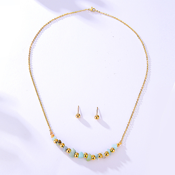PandaHall Natural Flower Amazonite Chips Pendant Necklace & Round Ball Stud Earrings, Golden Stainless Steel Jewelry Set, no size Flower...
PandaHall Natural Flower Amazonite Chips Pendant Necklace & Round Ball Stud Earrings, Golden Stainless Steel Jewelry Set, no size Flower...