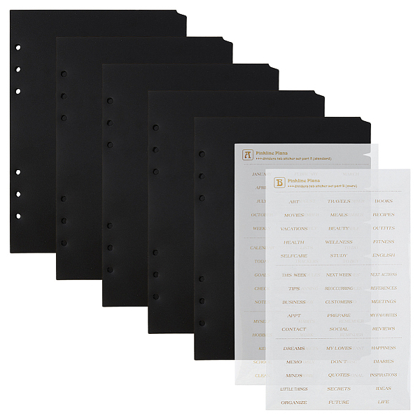 PandaHall SUPERFINDINGS 35 Sheets 7-Tab Black Binder Dividers A5 PVC 6-Hole Paper Index Dividers 21.1x14.3cm/8.3''x5.6'' Index Page Tab Card...
PandaHall SUPERFINDINGS 35 Sheets 7-Tab Black Binder Dividers A5 PVC 6-Hole Paper Index Dividers 21.1x14.3cm/8.3''x5.6'' Index Page Tab Card...