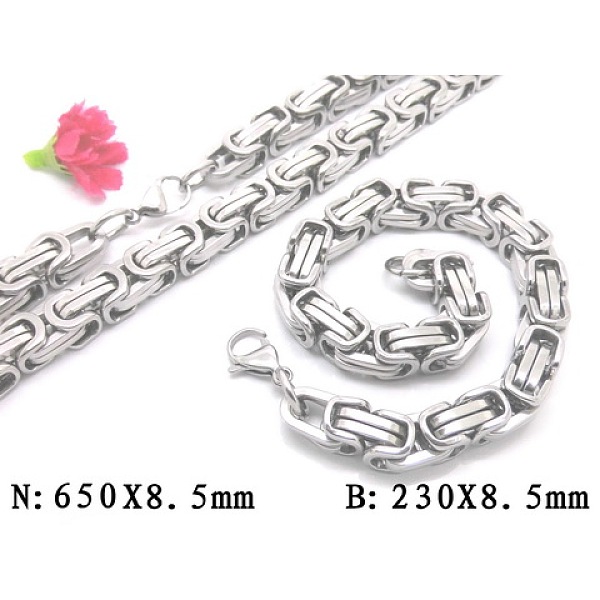 PandaHall 201 Stainless Steel Byzantine Chain Bracelet & Necklace Jewelry Sets, 230x8x8.5mm, 25.6 inch 201 Stainless Steel
PandaHall 201 Stainless Steel Byzantine Chain Bracelet & Necklace Jewelry Sets, 230x8x8.5mm, 25.6 inch 201 Stainless Steel