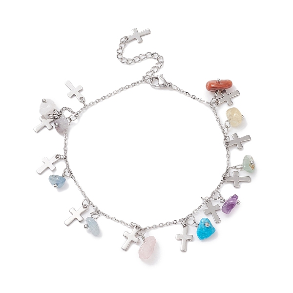 PandaHall Natural & Synthetic Mixed Gemstone Chips & Cross Charms Anklet, 304 Stainless Steel Jewelry for Women, 9~9-1/8 inch(22.8~23cm)...
PandaHall Natural & Synthetic Mixed Gemstone Chips & Cross Charms Anklet, 304 Stainless Steel Jewelry for Women, 9~9-1/8 inch(22.8~23cm)...