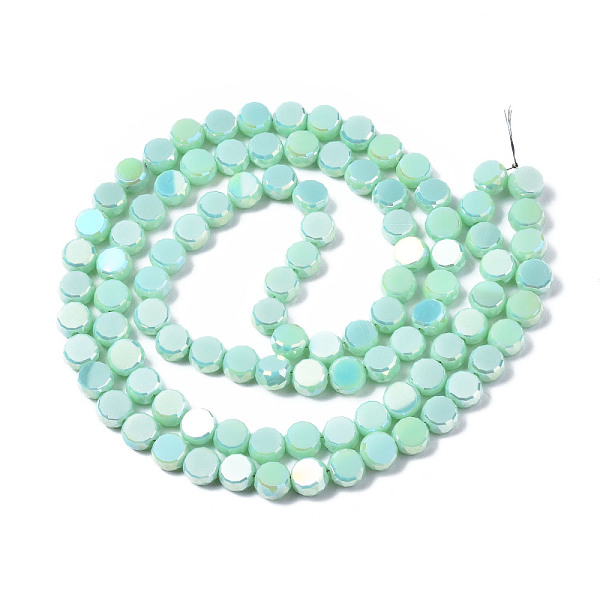 PandaHall Electroplate Glass Beads Strands, AB Color Plated, Faceted, Flat Round, Light Green, 5.5x6x3.5mm, Hole: 1.2mm, about...
PandaHall Electroplate Glass Beads Strands, AB Color Plated, Faceted, Flat Round, Light Green, 5.5x6x3.5mm, Hole: 1.2mm, about...