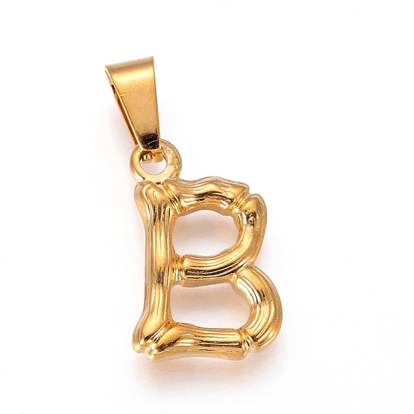 PandaHall 304 Stainless Steel Pendants, Bamboo Style, Letter, Golden Color, Letter.B, 18x12x3mm, Hole: 3x7mm 304 Stainless Steel Letter
PandaHall 304 Stainless Steel Pendants, Bamboo Style, Letter, Golden Color, Letter.B, 18x12x3mm, Hole: 3x7mm 304 Stainless Steel Letter