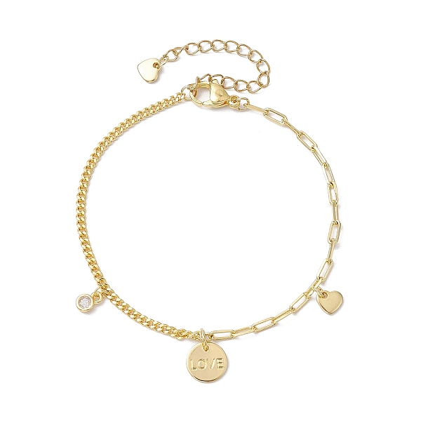 PandaHall Brass Clear Cubic Zirconia Flat Round & Heart Charm Bracelets, Curb Chains & Paperclip Chains Bracelets for Women, Golden, 7-3/8...
PandaHall Brass Clear Cubic Zirconia Flat Round & Heart Charm Bracelets, Curb Chains & Paperclip Chains Bracelets for Women, Golden, 7-3/8...