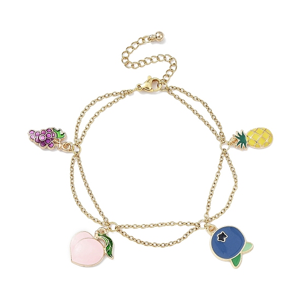 PandaHall Alloy Enamel Fruit Charm Bracelets, with Ion Plating(IP) Light Gold 304 Stainless Steel Cable Chains, Blueberry, 6-7/8 inch..., Multicolor
PandaHall Alloy Enamel Fruit Charm Bracelets, with Ion Plating(IP) Light Gold 304 Stainless Steel Cable Chains, Blueberry, 6-7/8 inch..., Multicolor