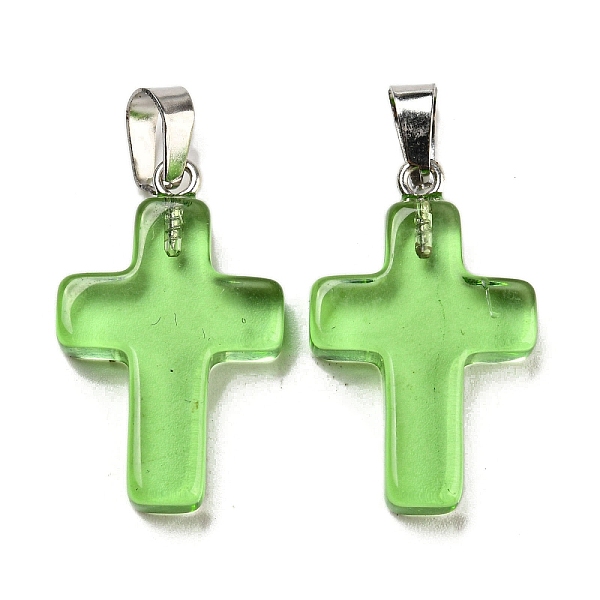 PandaHall Glass Pendant, with Platinum Iron Findings, Cross Charms, Lime Green, 29x18x5.5mm, Hole: 7x3.5mm Iron+Glass Cross
PandaHall Glass Pendant, with Platinum Iron Findings, Cross Charms, Lime Green, 29x18x5.5mm, Hole: 7x3.5mm Iron+Glass Cross