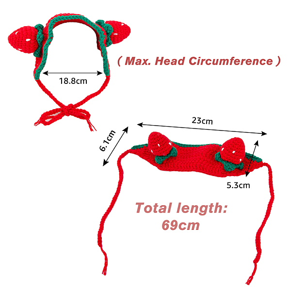 PandaHall Cotton Crochet Pet Headwear Costume, for Cats Dogs Festival Birthday Theme Party Photo Prop, Strawberry, Red, 690mm Cotton...
PandaHall Cotton Crochet Pet Headwear Costume, for Cats Dogs Festival Birthday Theme Party Photo Prop, Strawberry, Red, 690mm Cotton...