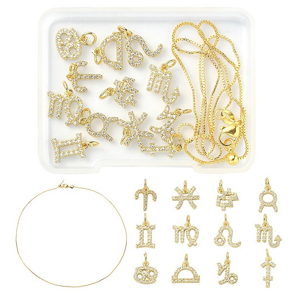 PandaHall DIY 12 Constellations Necklace Making Kit, Including Brass Micro Pave Cubic Zirconia Charms, Brass Venetian Chain Necklaces, Real..., Clear
PandaHall DIY 12 Constellations Necklace Making Kit, Including Brass Micro Pave Cubic Zirconia Charms, Brass Venetian Chain Necklaces, Real..., Clear