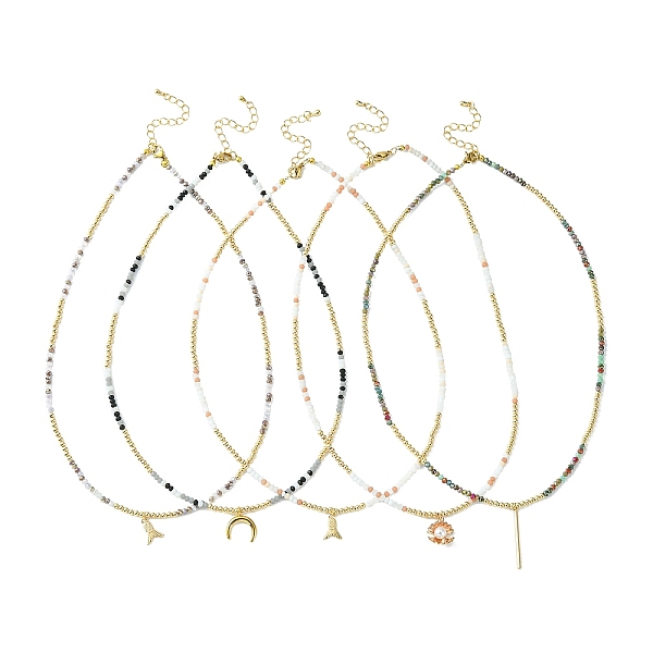 PandaHall Pendant Necklaces, with Brass Beads, Glass Beads and 304 Stainless Steel Lobster Claw Clasps, Mixed Shapes, Golden, Mixed Color..., Multicolor
PandaHall Pendant Necklaces, with Brass Beads, Glass Beads and 304 Stainless Steel Lobster Claw Clasps, Mixed Shapes, Golden, Mixed Color..., Multicolor