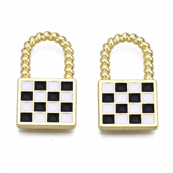 PandaHall Rack Plating Alloy Checkerboard Pendants, with Enamel, Cadmium Free & Lead Free, Lock with Grid Pattern, Black, 20.5x11.5x2mm...
PandaHall Rack Plating Alloy Checkerboard Pendants, with Enamel, Cadmium Free & Lead Free, Lock with Grid Pattern, Black, 20.5x11.5x2mm...