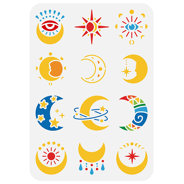 PandaHall FINGERINSPIRE Sun Moon Star Stencil 8.3x11.7inch Reusable Moon Symbol Eye Painting Stencils DIY Craft Moon Phase Stencil for...
PandaHall FINGERINSPIRE Sun Moon Star Stencil 8.3x11.7inch Reusable Moon Symbol Eye Painting Stencils DIY Craft Moon Phase Stencil for...