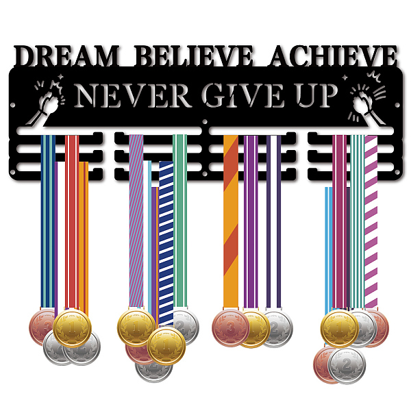 PandaHall Fashion Iron Medal Hanger Holder Display Wall Rack, 3-Line, with Screws, Black, Dream Believe Achieve Never Give Up, Word...
PandaHall Fashion Iron Medal Hanger Holder Display Wall Rack, 3-Line, with Screws, Black, Dream Believe Achieve Never Give Up, Word...