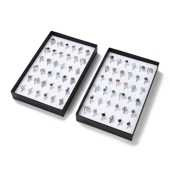 PandaHall Natural & Synthetic Mixed Gemstone Open Cuff Ring Set, with Rack Plating Brass Findings and Paper Box, Oval, Inner Diameter...
PandaHall Natural & Synthetic Mixed Gemstone Open Cuff Ring Set, with Rack Plating Brass Findings and Paper Box, Oval, Inner Diameter...