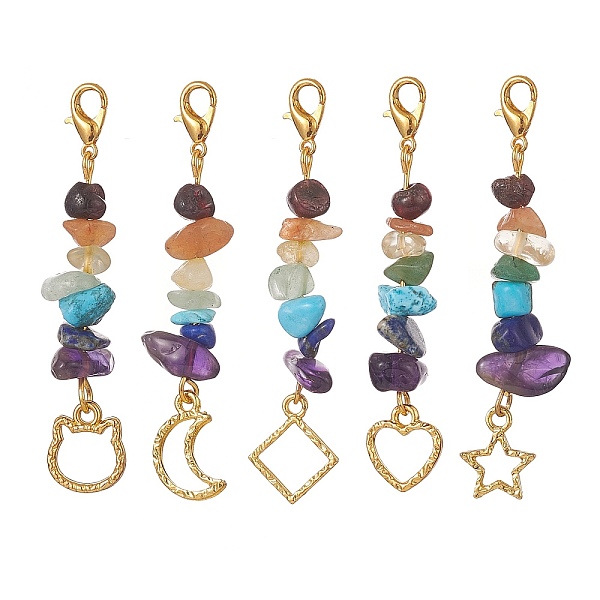 PandaHall Natural Mixed Gemstone Chips Beaded Pendant Decoration, with Golden Alloy Braided Charms, Mixed Shapes, 50~55mm Mixed Stone Mixed...
PandaHall Natural Mixed Gemstone Chips Beaded Pendant Decoration, with Golden Alloy Braided Charms, Mixed Shapes, 50~55mm Mixed Stone Mixed...