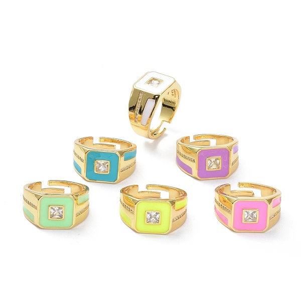 PandaHall Brass Micro Pave Clear Cubic Zirconia Adjustable Rings, with Enamel, Real 18K Gold Plated, Long-Lasting Plated, Square, Mixed..., Multicolor
PandaHall Brass Micro Pave Clear Cubic Zirconia Adjustable Rings, with Enamel, Real 18K Gold Plated, Long-Lasting Plated, Square, Mixed..., Multicolor