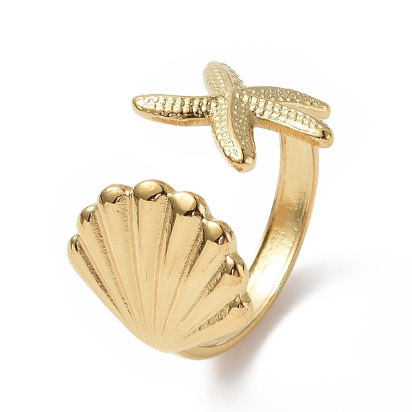 PandaHall Ion Plating(IP) 304 Stainless Steel Shell with Starfish Open Cuff Ring for Women, Real 18K Gold Plated, Inner Diameter: 18mm 304...
PandaHall Ion Plating(IP) 304 Stainless Steel Shell with Starfish Open Cuff Ring for Women, Real 18K Gold Plated, Inner Diameter: 18mm 304...