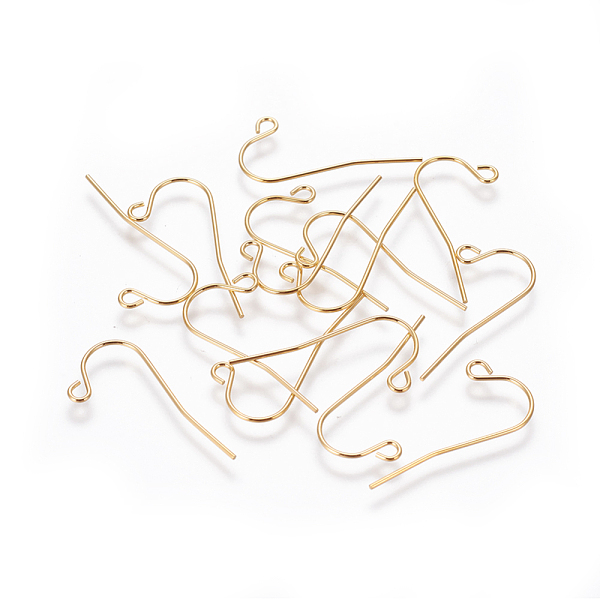 PandaHall 304 Stainless Steel Earring Hooks, with Horizontal Loop, Real 18K Gold Plated, 11.5x24mm, Pin: 0.6mm 304 Stainless Steel
PandaHall 304 Stainless Steel Earring Hooks, with Horizontal Loop, Real 18K Gold Plated, 11.5x24mm, Pin: 0.6mm 304 Stainless Steel