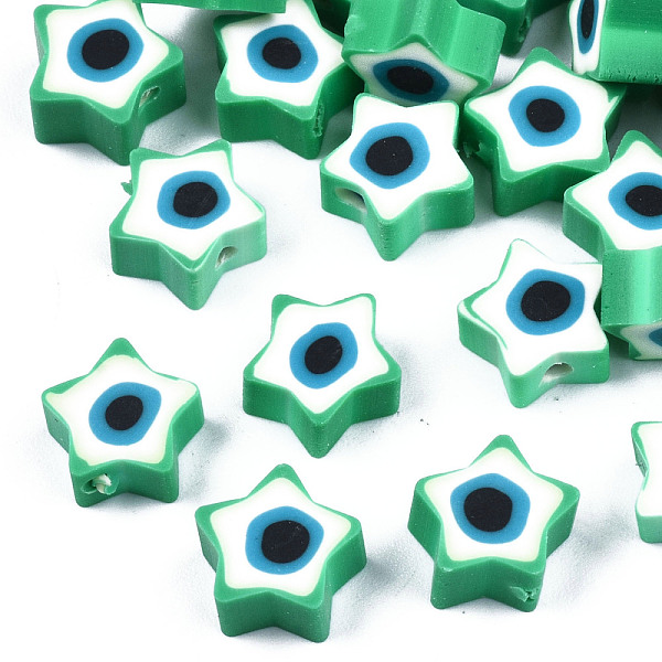 PandaHall Handmade Polymer Clay Beads, Star with Evil Eye, Green, 9x9x3.5~4.5mm, Hole: 1.4mm Polymer Clay Star Green
PandaHall Handmade Polymer Clay Beads, Star with Evil Eye, Green, 9x9x3.5~4.5mm, Hole: 1.4mm Polymer Clay Star Green