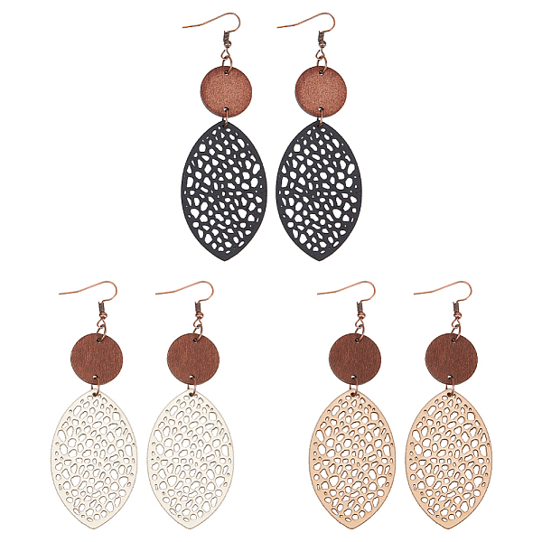 PandaHall ANATTASOUL 3 Pairs 3 Colors Wood Hollow Oval Dangle Earrings with 304 Stainless Steel Pins for Women, Mixed Color, 95x36mm, 1..., Multicolor
PandaHall ANATTASOUL 3 Pairs 3 Colors Wood Hollow Oval Dangle Earrings with 304 Stainless Steel Pins for Women, Mixed Color, 95x36mm, 1..., Multicolor