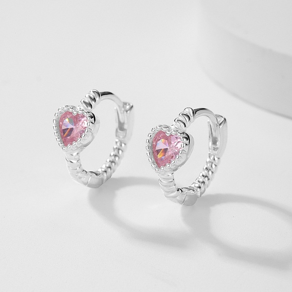 PandaHall Cubic Zirconia Heart Hoop Earrings, 925 Sterling Silver Earrings, with S925 Stamp, Pearl Pink, 12mm Cubic Zirconia
PandaHall Cubic Zirconia Heart Hoop Earrings, 925 Sterling Silver Earrings, with S925 Stamp, Pearl Pink, 12mm Cubic Zirconia