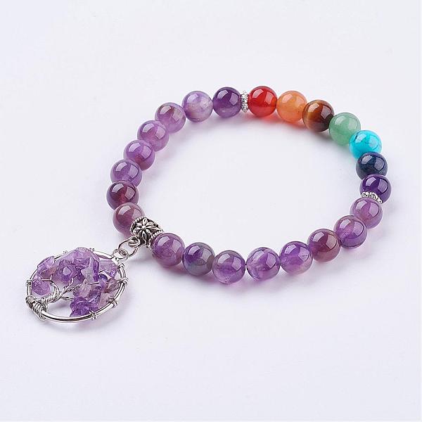 PandaHall Gemstone Stretch Bracelets, with Tibetan Style Pendants, Tree of Life, 2 inch(52mm) Amethyst Purple
PandaHall Gemstone Stretch Bracelets, with Tibetan Style Pendants, Tree of Life, 2 inch(52mm) Amethyst Purple