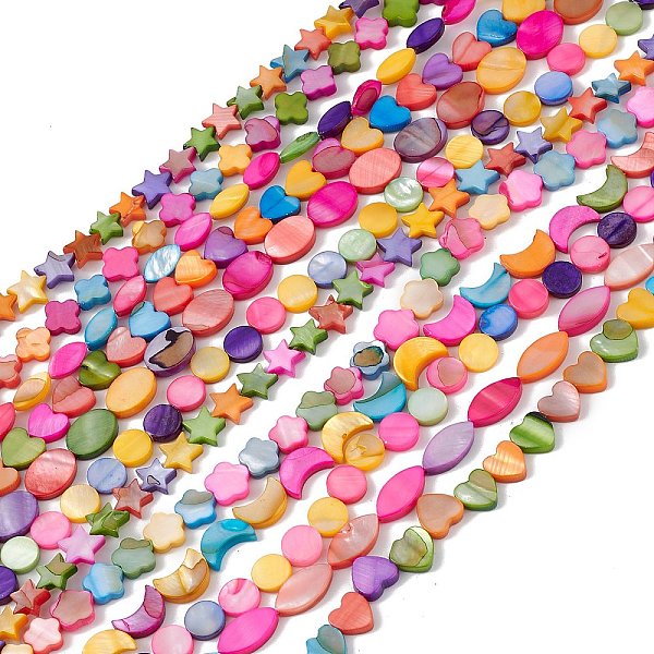 PandaHall 10 Strands Colorful Natural Freshwater Shell Dyed Beads Strands, Moon & Flower & Horse Eye, Mixed Shapes, 8~14x5.5~9x2.5~3mm, Hole...
PandaHall 10 Strands Colorful Natural Freshwater Shell Dyed Beads Strands, Moon & Flower & Horse Eye, Mixed Shapes, 8~14x5.5~9x2.5~3mm, Hole...