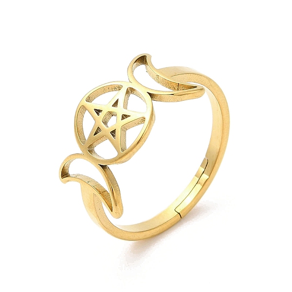 PandaHall Ion Plating(IP) 304 Stainless Steel Triple Moon Goddess Adjustable Ring, Real 18K Gold Plated, Inner Diameter: 17mm 304 Stainless...
PandaHall Ion Plating(IP) 304 Stainless Steel Triple Moon Goddess Adjustable Ring, Real 18K Gold Plated, Inner Diameter: 17mm 304 Stainless...