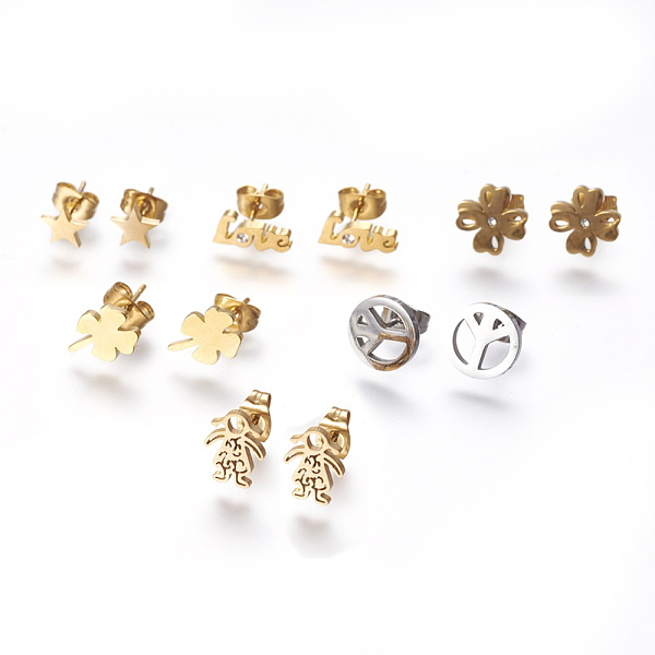 PandaHall 304 Stainless Steel Ear Studs, Mixed Shapes, Mixed Color, 5~11x5~11mm, pin: 0.9mm 304 Stainless Steel
PandaHall 304 Stainless Steel Ear Studs, Mixed Shapes, Mixed Color, 5~11x5~11mm, pin: 0.9mm 304 Stainless Steel
