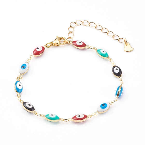 PandaHall Brass Enamel Evil Eye Link Bracelets, with 304 Stainless Steel Lobster Claw Clasps, Golden, Colorful, 6-7/8 inch(17.5cm) Brass...
PandaHall Brass Enamel Evil Eye Link Bracelets, with 304 Stainless Steel Lobster Claw Clasps, Golden, Colorful, 6-7/8 inch(17.5cm) Brass...