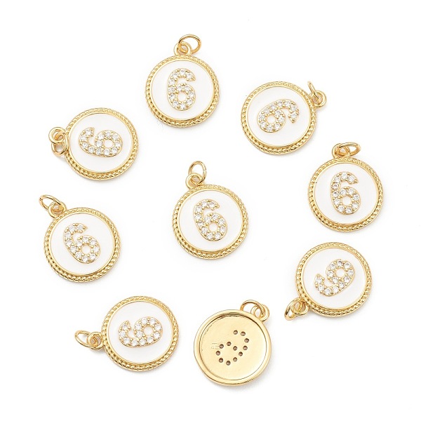 PandaHall Brass Micro Pave Clear Cubic Zirconia Charms, Long-Lasting Plated, with Jump Rings and White Enamel, Flat Round with Number, Real...
PandaHall Brass Micro Pave Clear Cubic Zirconia Charms, Long-Lasting Plated, with Jump Rings and White Enamel, Flat Round with Number, Real...
