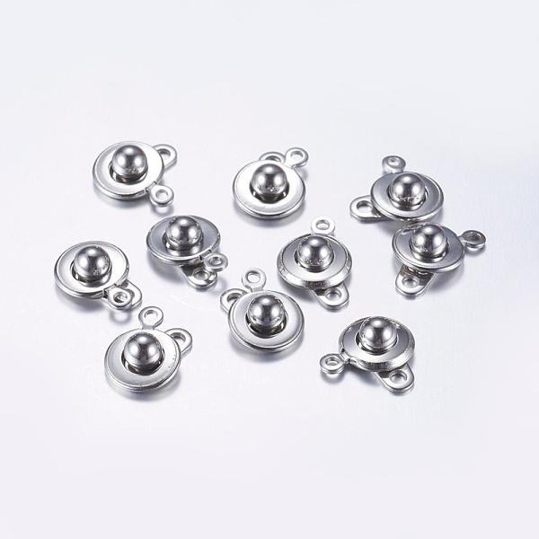 PandaHall 201 Stainless Steel Snap Clasps, Stainless Steel Color, 15x9x5mm, Hole: 1.5mm and 2mm 201 Stainless Steel
PandaHall 201 Stainless Steel Snap Clasps, Stainless Steel Color, 15x9x5mm, Hole: 1.5mm and 2mm 201 Stainless Steel