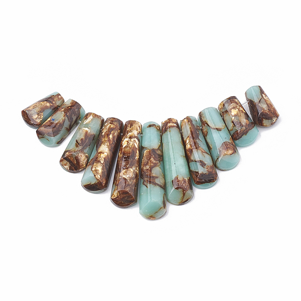 PandaHall Assembled Bronzite and Synthetic Aqua Terra Jasper Beads Strands, Graduated Fan Pendants, Focal Beads, 15~39.5x9~10x5~6mm, Hole...
PandaHall Assembled Bronzite and Synthetic Aqua Terra Jasper Beads Strands, Graduated Fan Pendants, Focal Beads, 15~39.5x9~10x5~6mm, Hole...